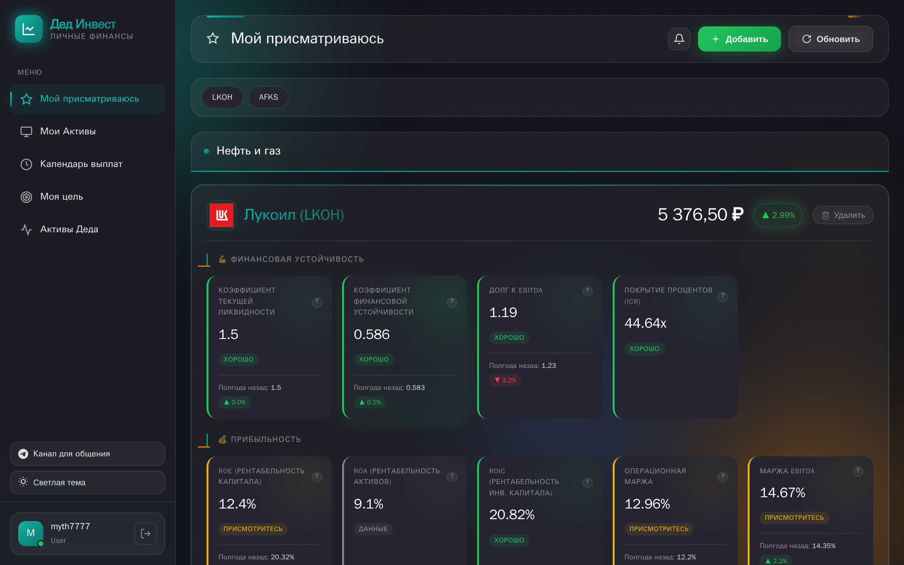 Мой Список — отслеживание интересных акций